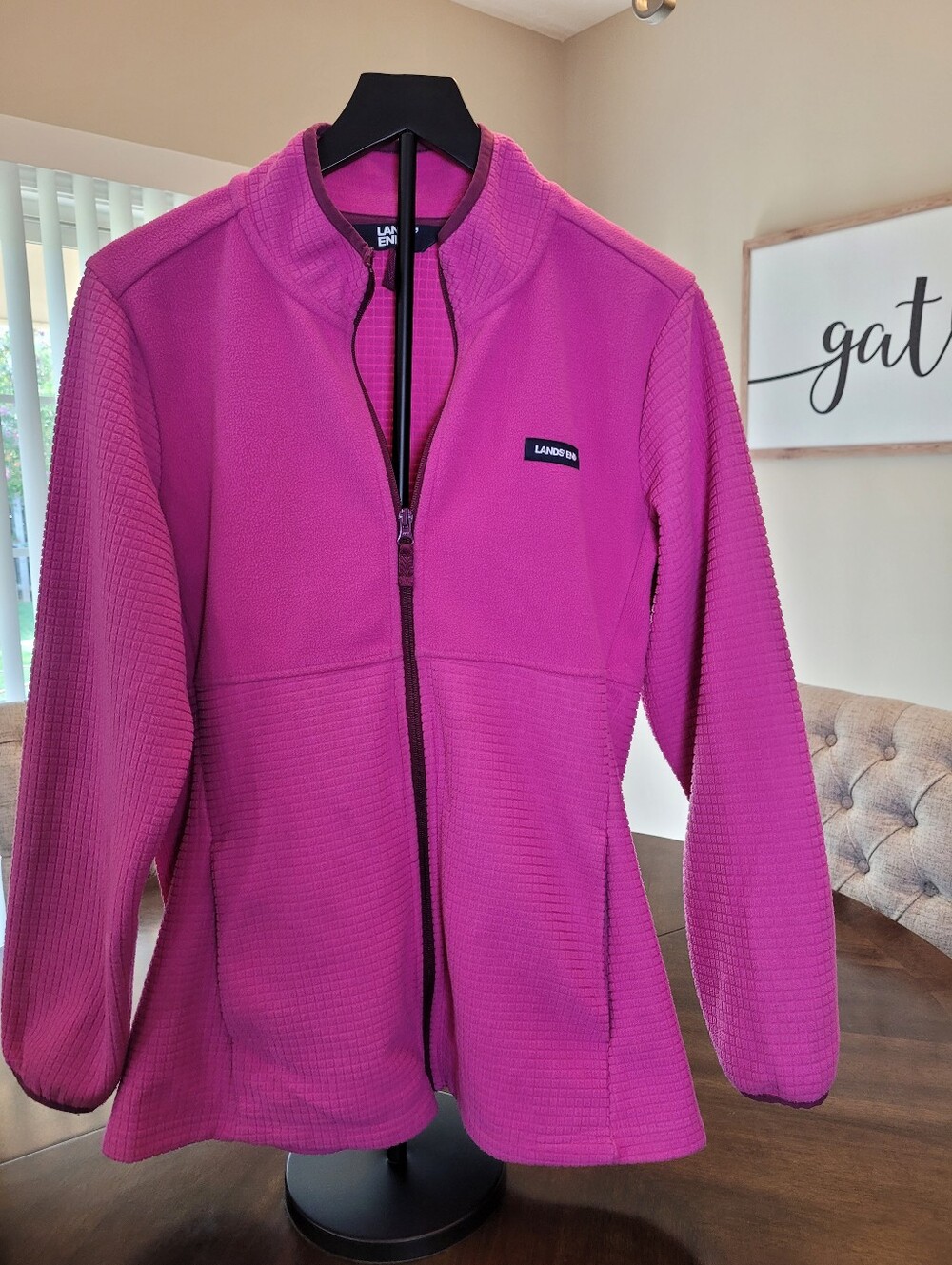 Lands' End Women's Bright Pink Full-Zip Utility Jacket